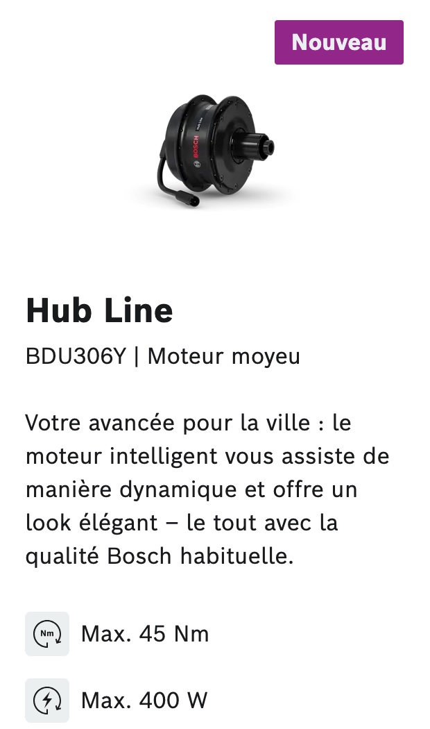 bosch hub line nouveau moteur roue arrière